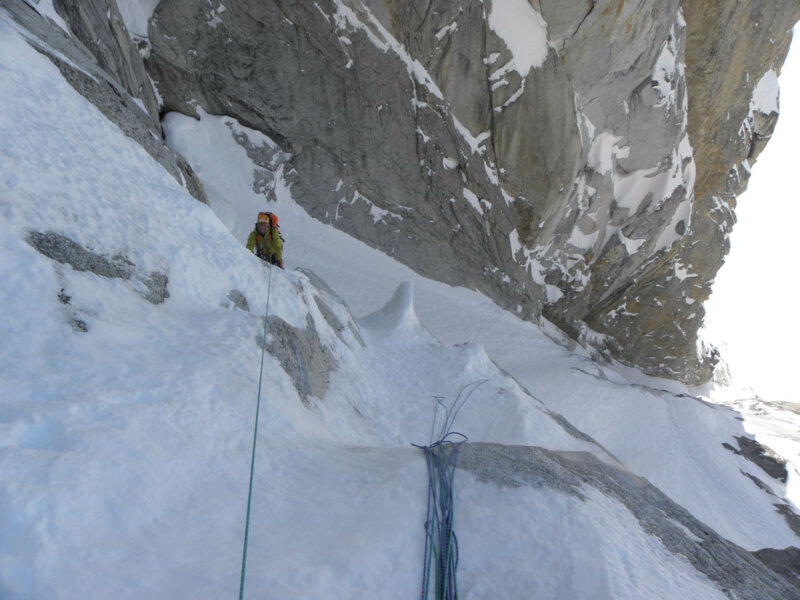 Ouverture goulotte Mont Jeffers Alaska